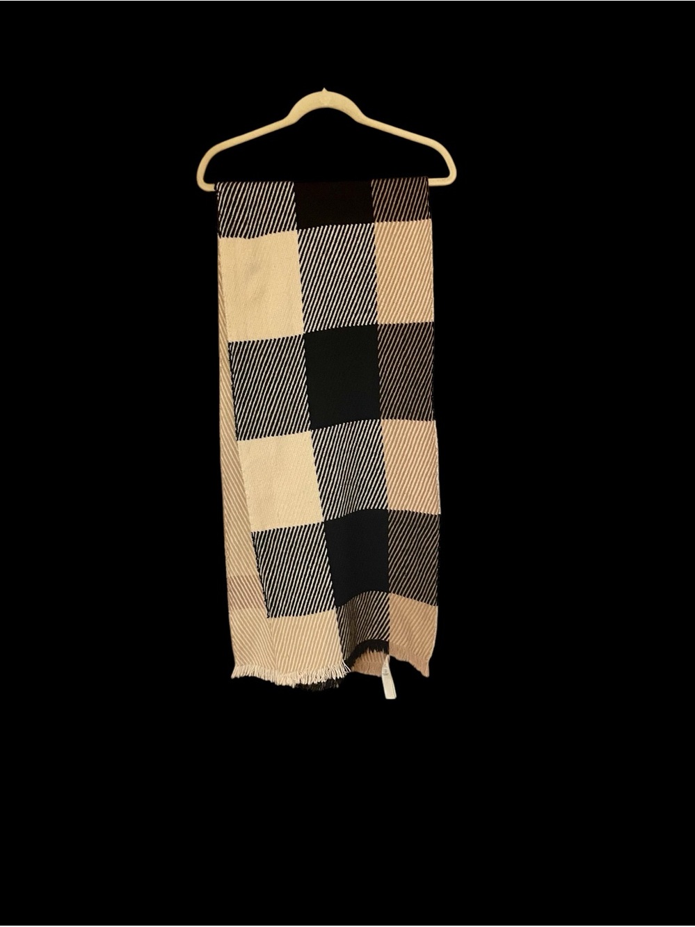 Burberry Black and Cream Checkered Scarf - Picture 1 of 5
